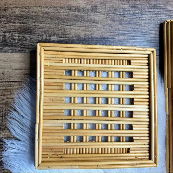 1970s Square Bamboo Stacking Baskets - Picture 10 of 15